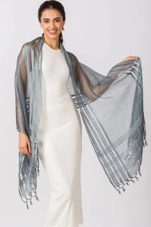 Sarita Silver Silk Scarf