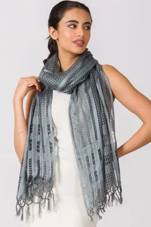 Sarita Silver Silk Scarf