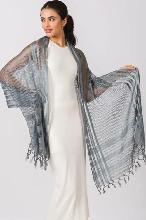 Sarita Silver Silk Scarf
