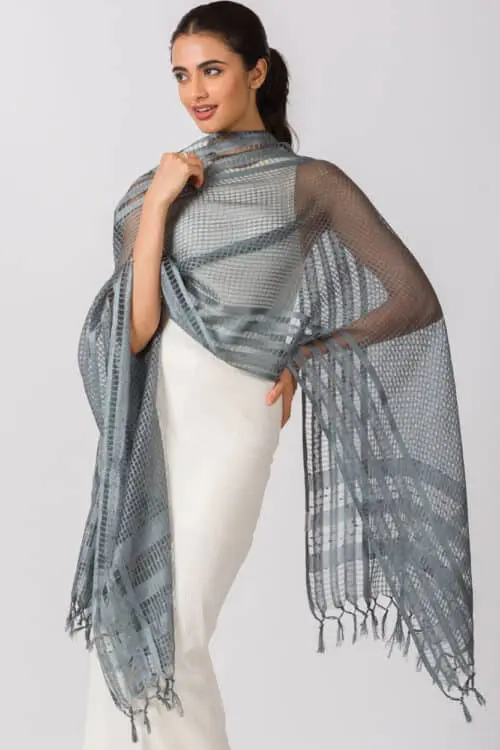 Sarita Silver Silk Scarf