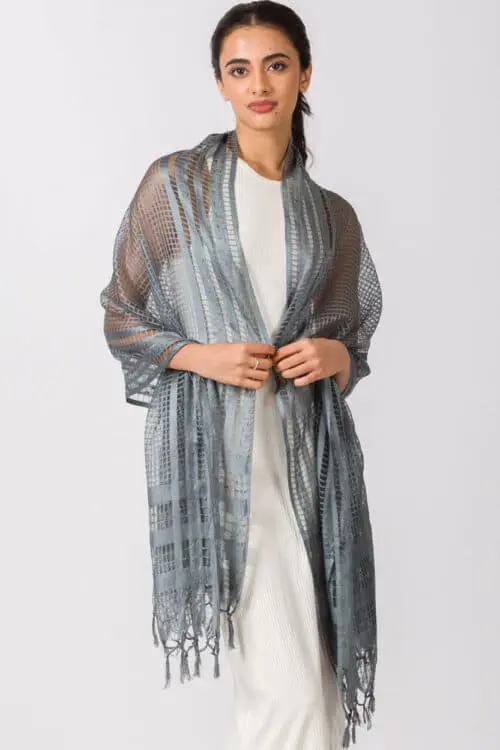 Sarita Silver Silk Scarf
