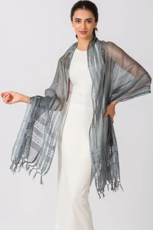 Sarita Silver Silk Scarf