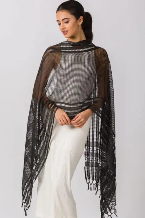 Sarita Black Silk Scarf