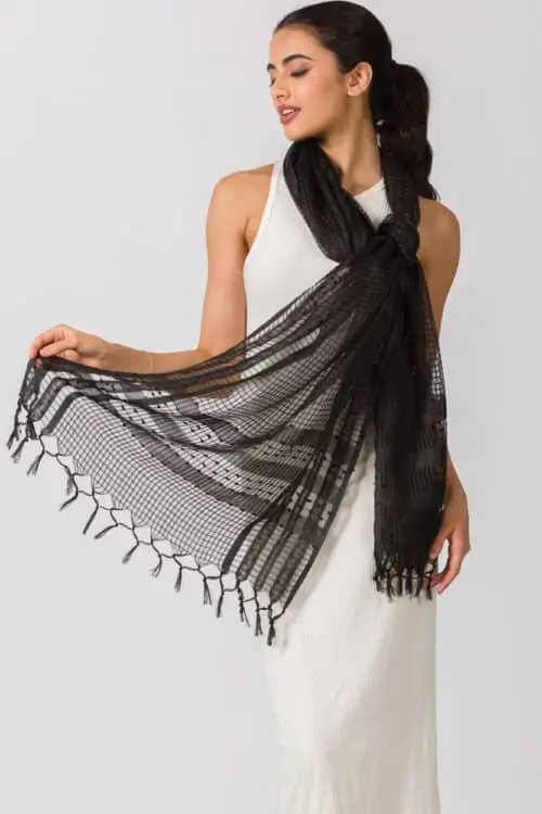 Sarita Black Silk Scarf
