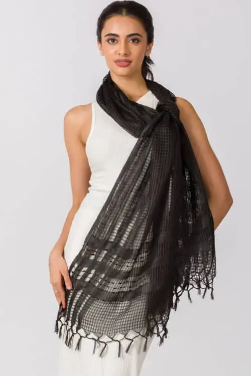 Sarita Black Silk Scarf