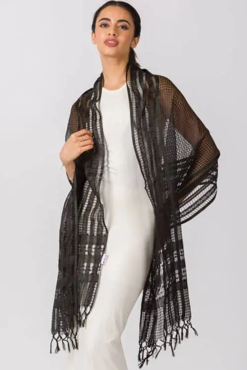 Sarita Black Silk Scarf
