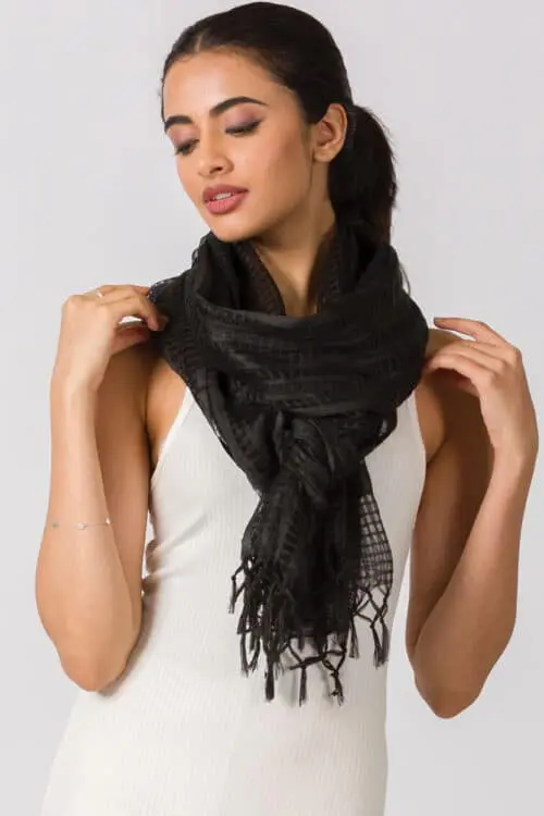 Sarita Black Silk Scarf