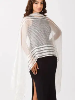 Sarita White Windowpane Scarf