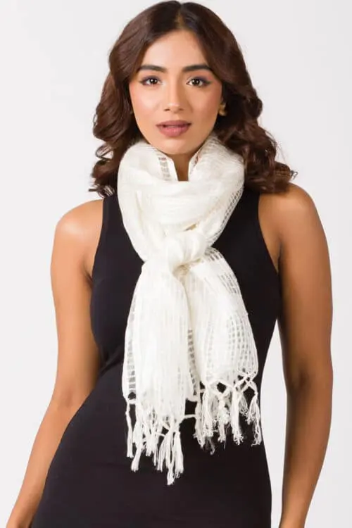 Sarita Sheer White Silk Scarf