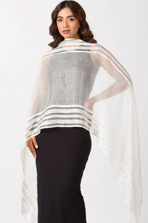 Sarita Sheer White Silk Scarf