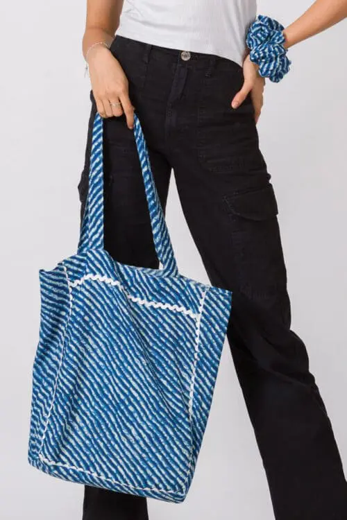 Leheria Blue Cotton Tote Bag