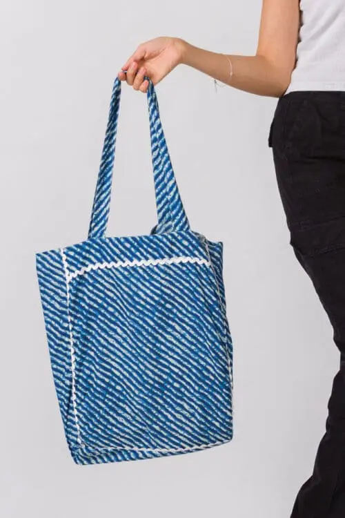 Leheria Blue Cotton Tote Bag