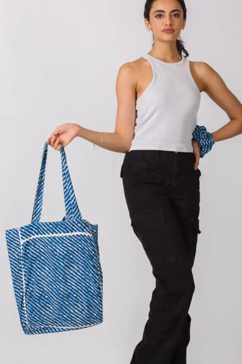 Leheria Blue Cotton Tote Bag