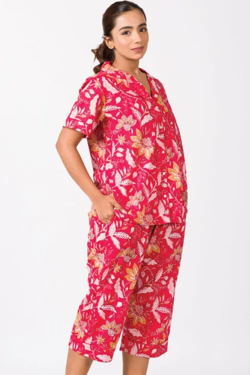Red Capri Pajama Set