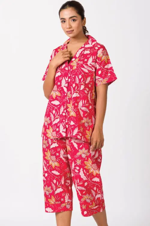 Red Capri Pajama Set