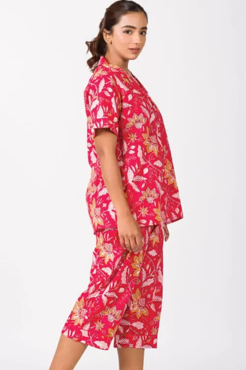 Red Capri Pajama Set