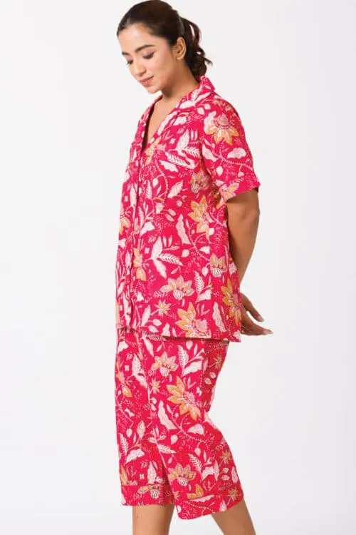 Red Capri Pajama Set