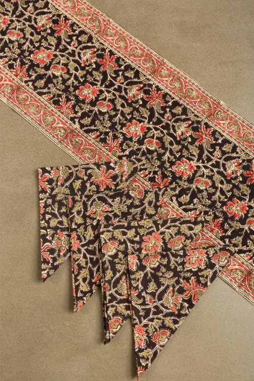 Kalamkari Floral Table Runner