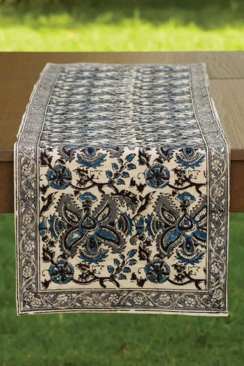 Blue Kalamkari Table Runner