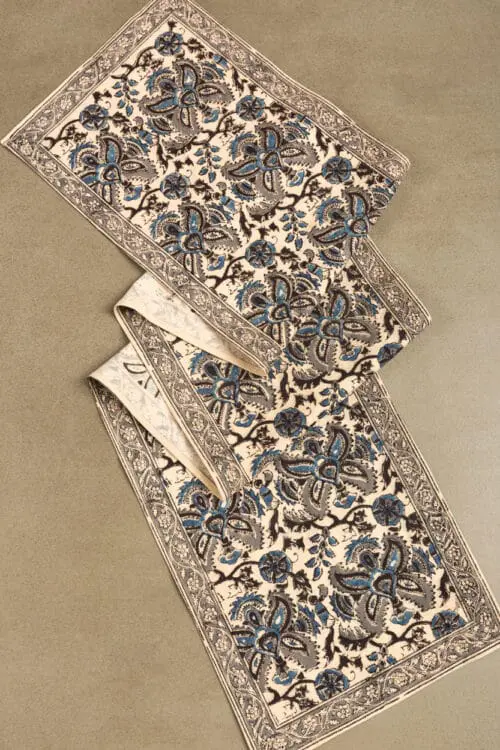 Blue Kalamkari Table Runner