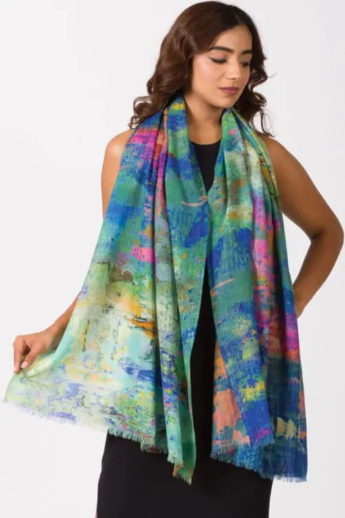 Sakshi Turquoise Wool Shawl