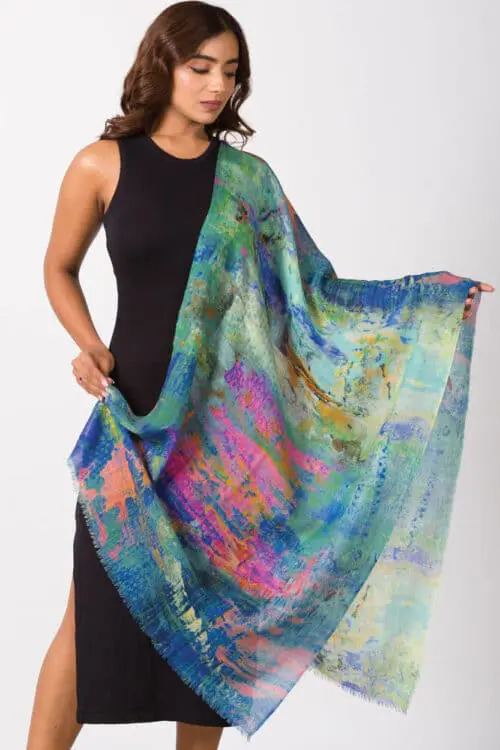 Sakshi Turquoise Wool Shawl
