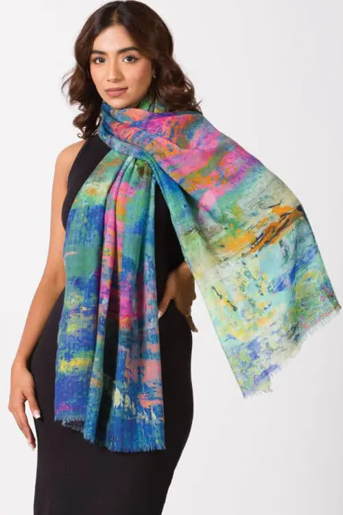 Sakshi Turquoise Wool Shawl