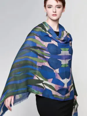 Navita Navy Blue Wool Shawl