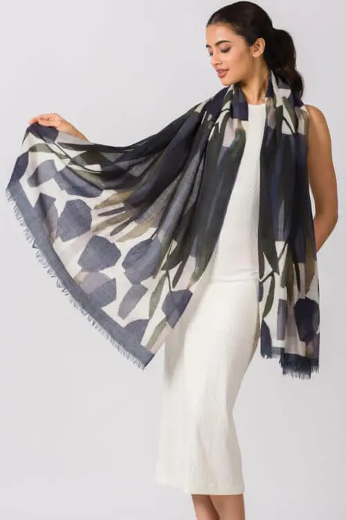 Navita Black Printed Wool Shawl