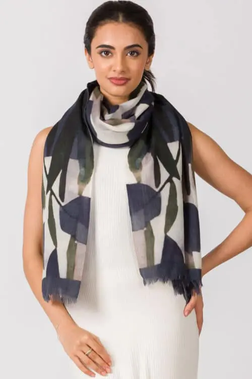 Navita Black Printed Wool Shawl