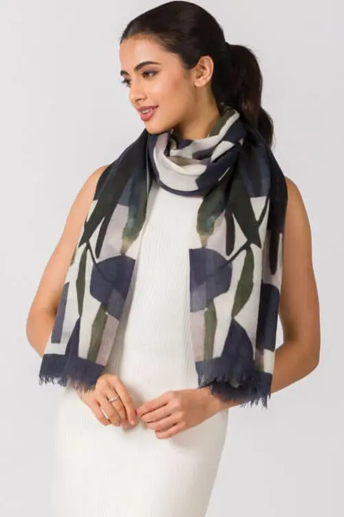 Navita Black Printed Wool Shawl