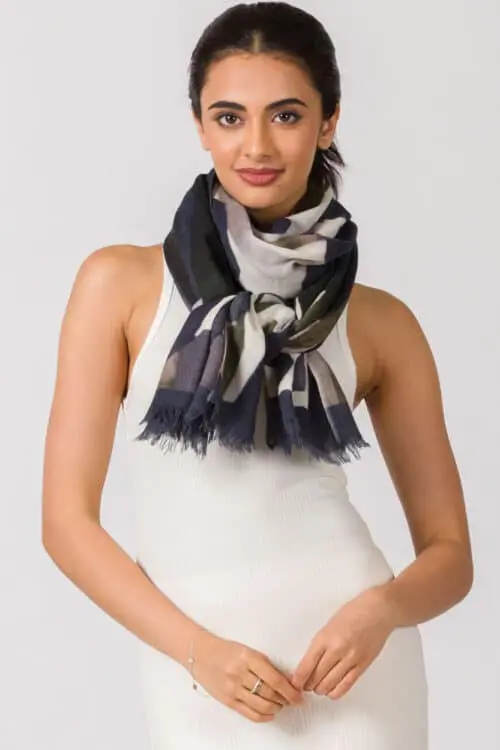 Navita Black Printed Wool Shawl