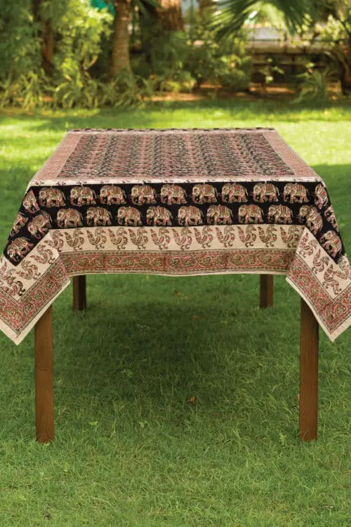 Elephant Print Kalamkari Tablecloth