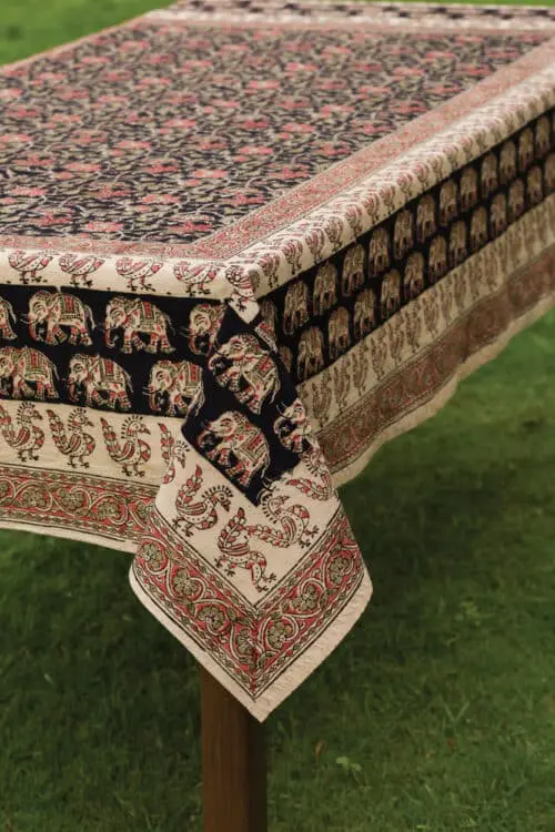 Elephant Print Kalamkari Tablecloth
