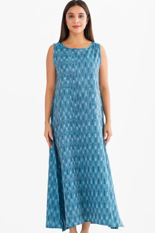 Neela Ikat Light Blue Dress