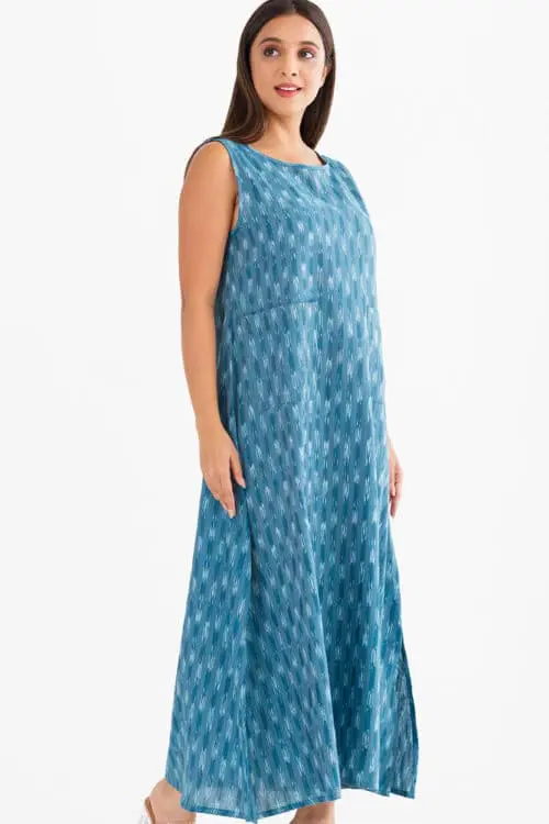 Neela Ikat Light Blue Dress