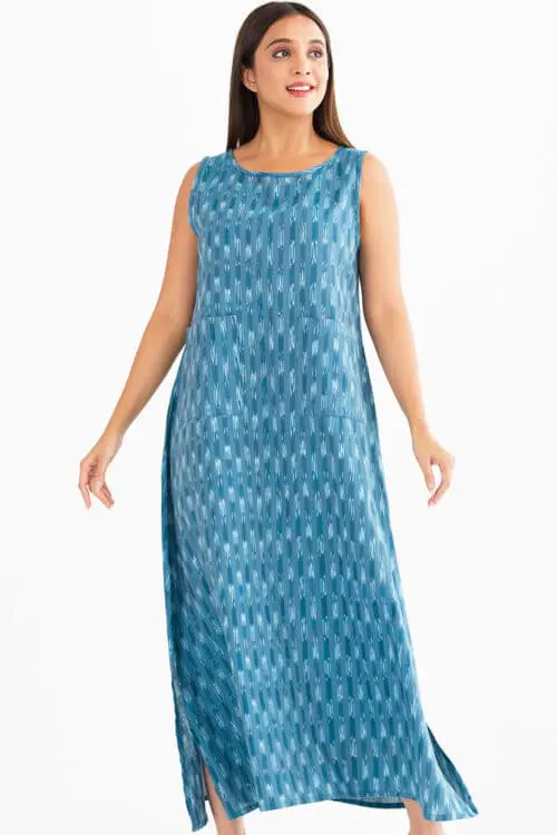 Neela Ikat Light Blue Dress