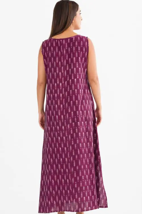 Neela Ikat Purple Cotton Dress