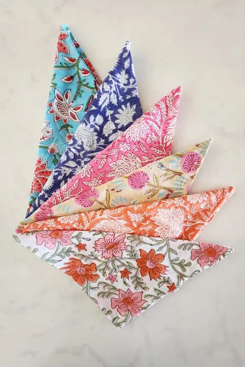 Floral Block Print Cotton Napkins