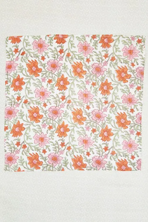 Floral Block Print Cotton Napkins