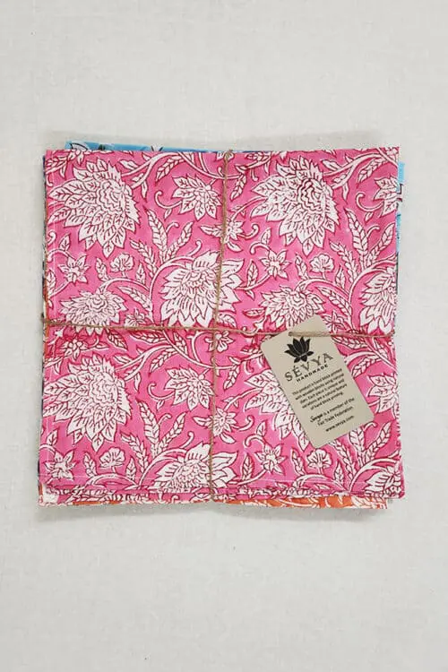Floral Block Print Napkins Set