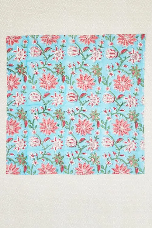 Floral Block Print Cotton Napkins