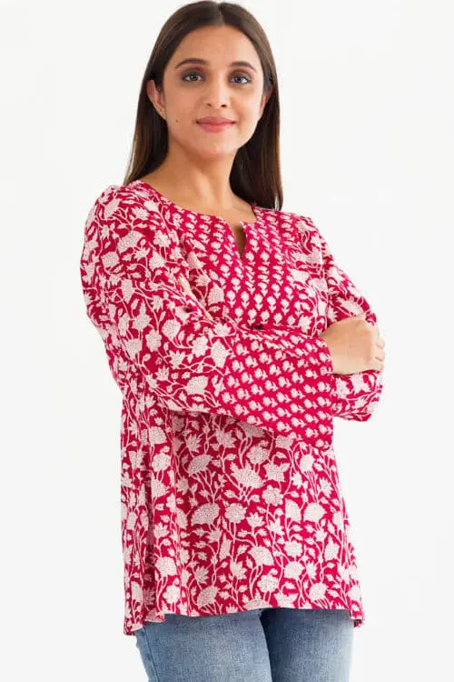 Devani Red Cotton Tunic