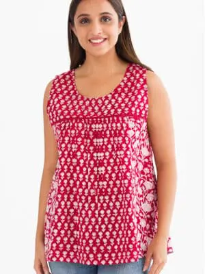 Pavitra Red Cotton Sleeveless Top