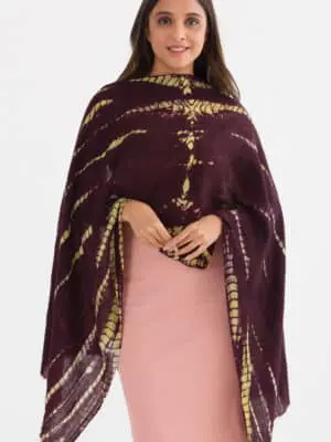 Shibori Purple Wool Shawl