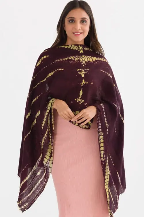Shibori Purple Wool Shawl