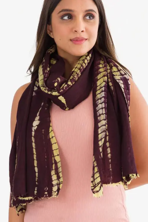 Shibori Purple Wool Shawl