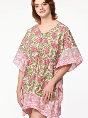 Lotus Pink Cotton Caftan Dress