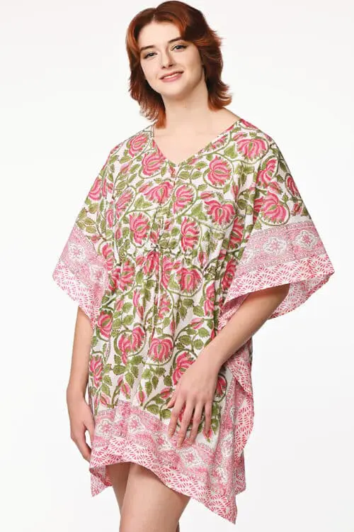 Lotus Pink Cotton Caftan Dress