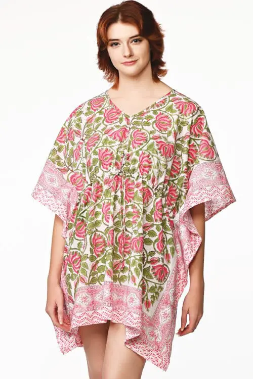 Lotus Pink Cotton Caftan Dress